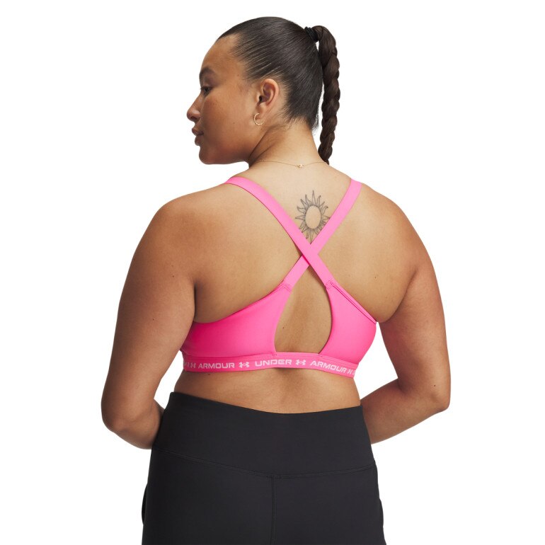 Biustonosz treningowy Under Armour UA Crossback Low Bra - różowy