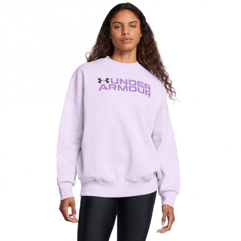 Damska bluza dresowa Under Armour Rival Fleece Wordmarkos Crew - fioletowa