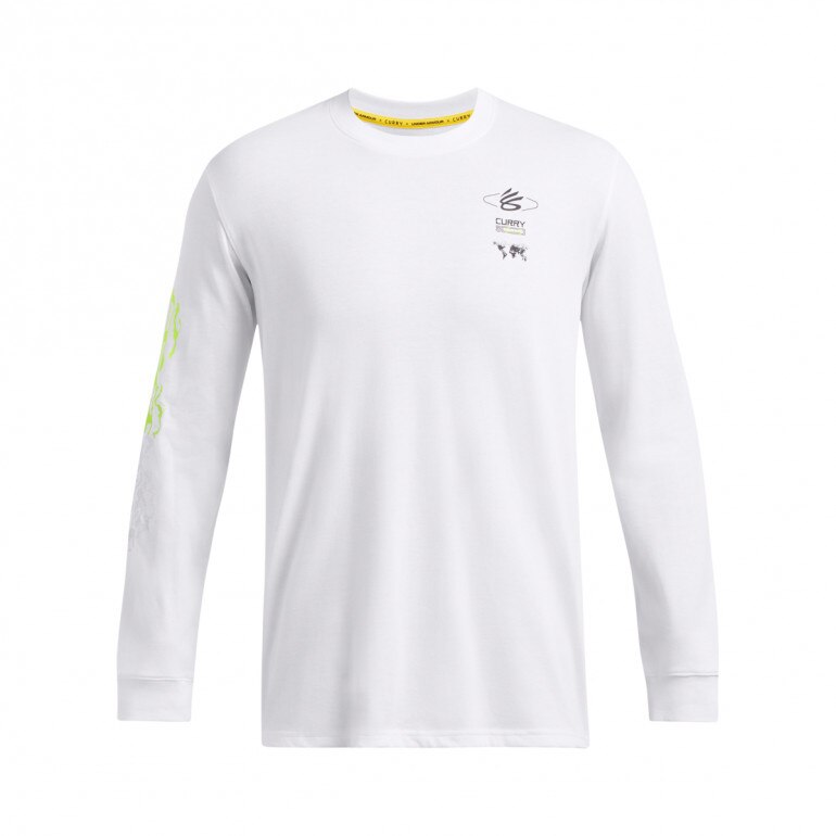 Męski longsleeve treningowy Under Armour UA Curry Long Sleeve Tee - biały