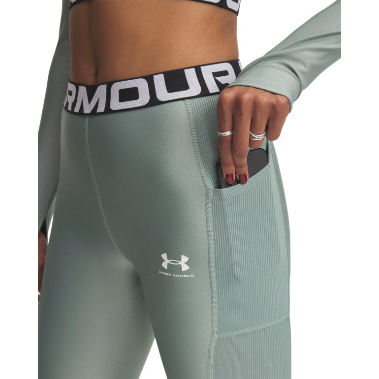Damskie legginsy treningowe Under Armour Heatgear Rib Legging - zielone