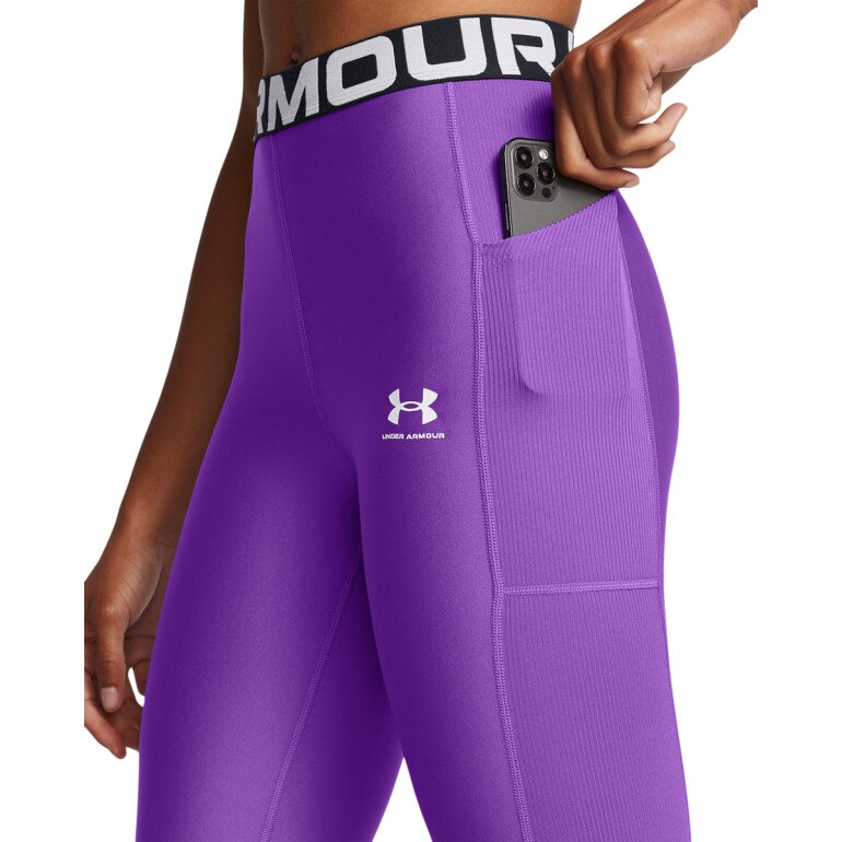 Damskie legginsy treningowe Under Armour Heatgear Rib Legging - fioletowe
