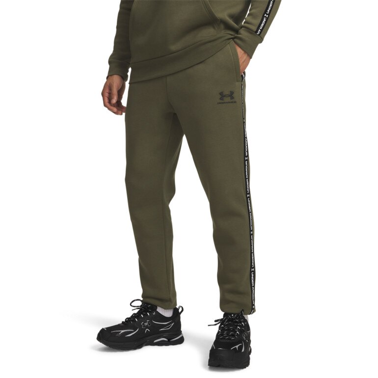 Męskie spodnie dresowe Under Armour UA Icon Fleece Jogger Taping - khaki
