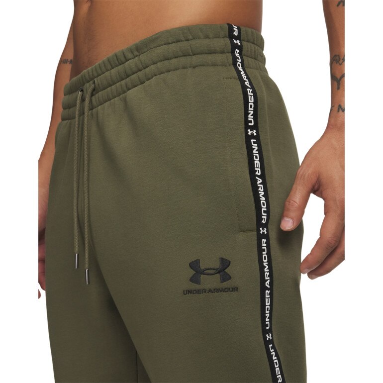 Męskie spodnie dresowe Under Armour UA Icon Fleece Jogger Taping - khaki