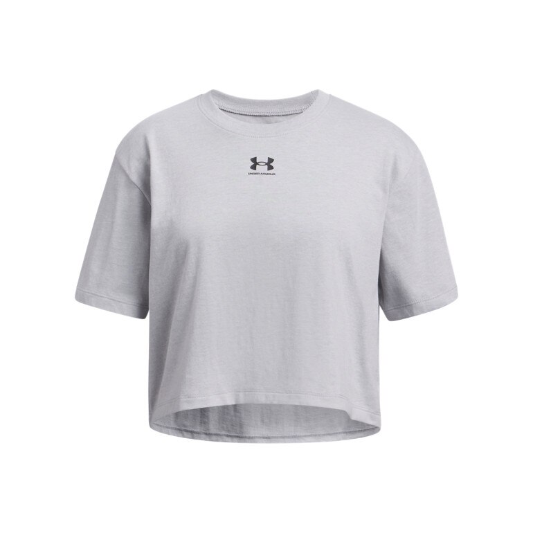 Dziewczęca koszulka oversize Under Armour UA Rival SS - szara
