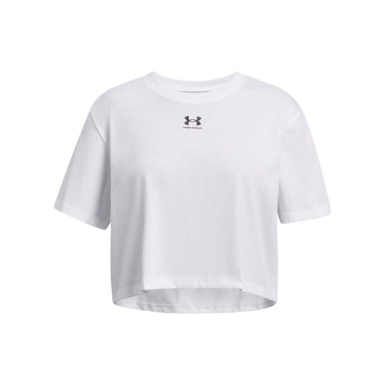Dziewczęca koszulka oversize Under Armour UA Rival SS - biała