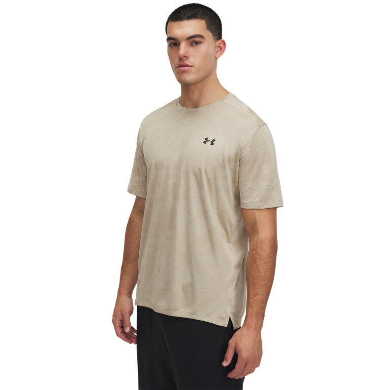 Męska koszulka treningowa Under Armour UA Tech Vent Jcqrd SS - beżowa