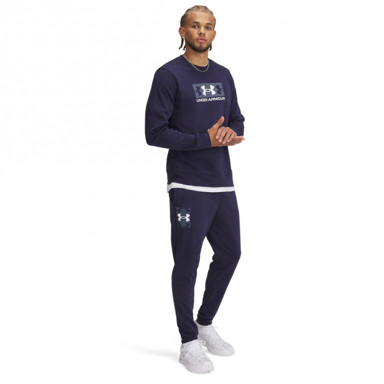 Męska bluza dresowa nierozpinana bez kaptura Under Armour UA Rival Terry Logo Crew - granatowa