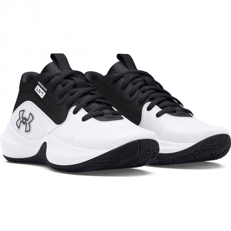 Dziecięce buty do koszykówki Under Armour UA Gs Lockdown 7 - białe