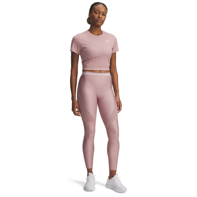 Damskie legginsy treningowe Under Armour HeatGear Rib - różowe