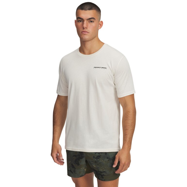 Męski t-shirt z nadrukiem Under Armour Project Rock - biały