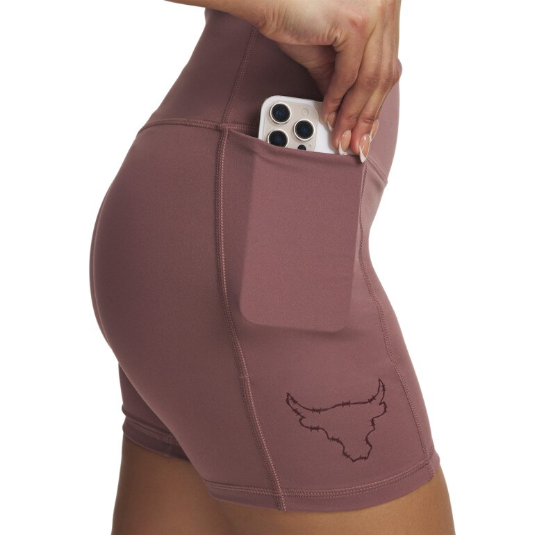 Damskie spodenki treningowe Under Armour Project Rock Middie Short - różowe