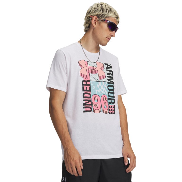 Męski t-shirt z nadrukiem Under Armour UA M LOGO COLLAGE - biały