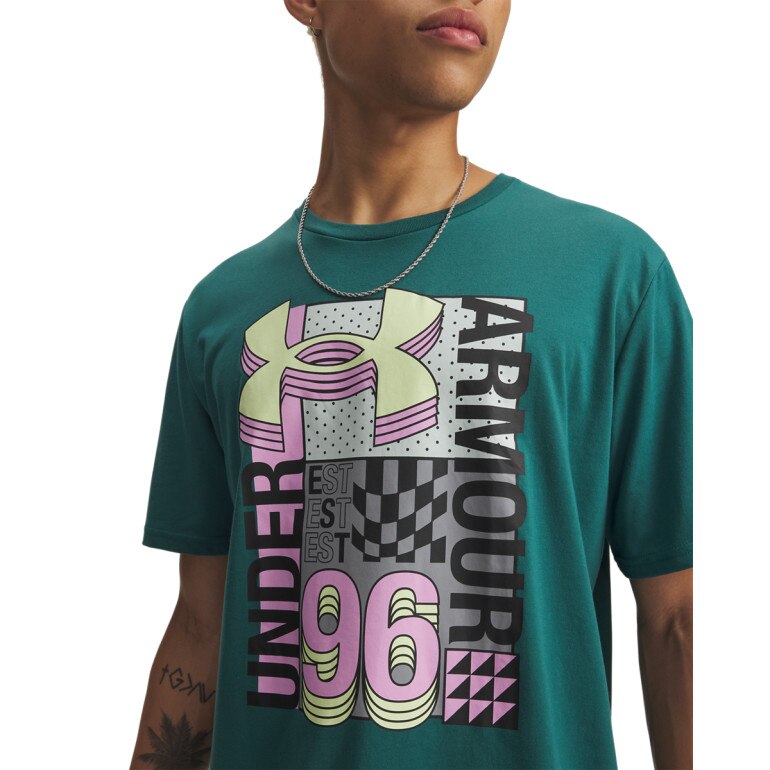 Męski t-shirt z nadrukiem Under Armour UA M LOGO COLLAGE - zielony