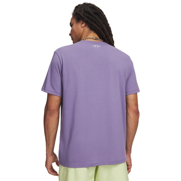 Męski t-shirt z nadrukiem Under Armour UA M LOGO COLLAGE - fioletowy