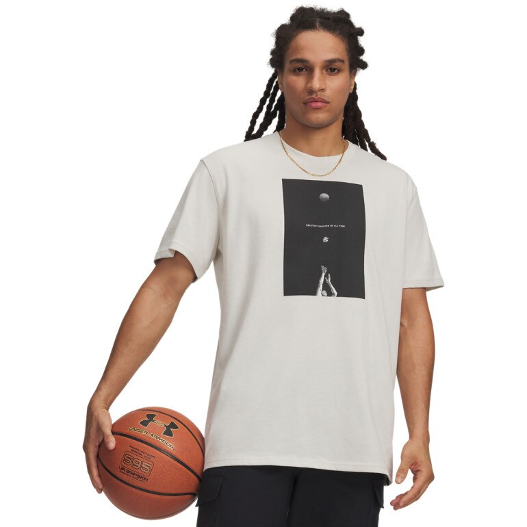 Męski t-shirt z nadrukiem Under Armour Curry Greatest Shooter Tee - biały