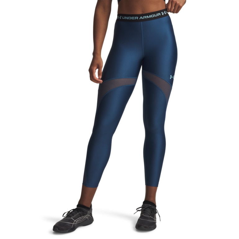Damskie legginsy treningowe Under Armour HeatGear Mesh Legging - niebieskie
