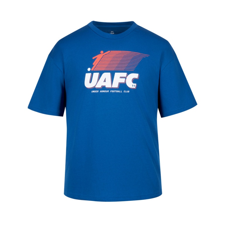 Męski t-shirt z nadrukiem Under Armour UA GFB FC Heavyweight SS- niebieski