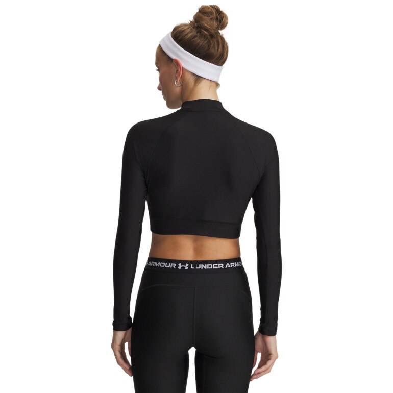 Damski longsleeve treningowy Under Armour HeatGear Crop Mock LS - czarny