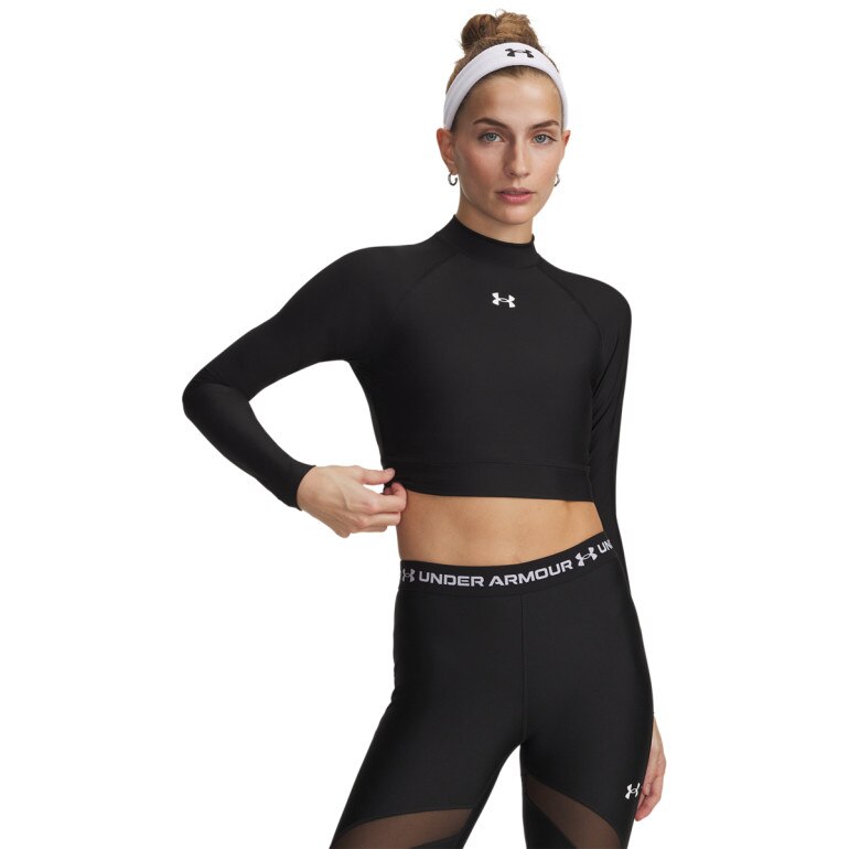 Damski longsleeve treningowy Under Armour HeatGear Crop Mock LS - czarny