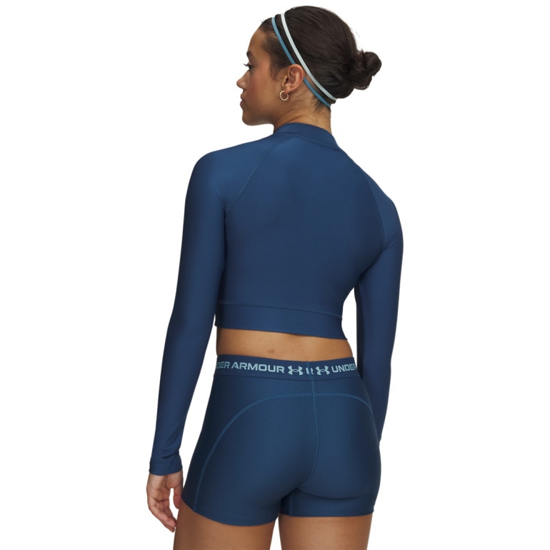 Damski longsleeve treningowy Under Armour HeatGear Crop Mock LS - granatowy