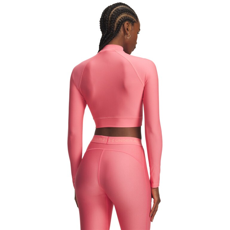 Damski longsleeve treningowy Under Armour HeatGear Crop Mock LS - różowy
