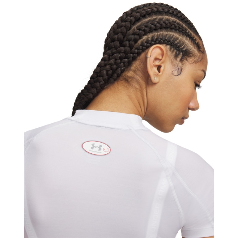 Damska koszulka treningowa Under Armour HeatGear Elite Crop Mck SS - biała