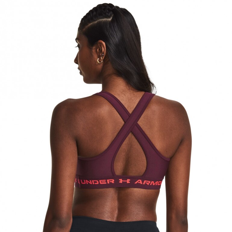 Biustonosz treningowy  Under Armour UA Crossback Mid Bra - bordowy