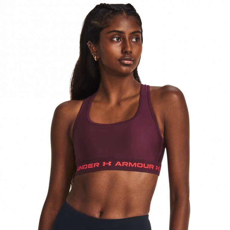 Biustonosz treningowy  Under Armour UA Crossback Mid Bra - bordowy