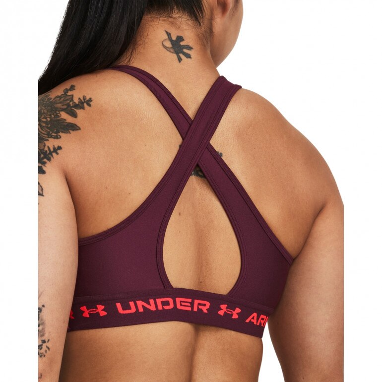 Biustonosz treningowy  Under Armour UA Crossback Mid Bra - bordowy