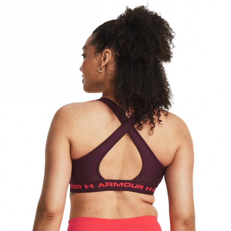 Biustonosz treningowy  Under Armour UA Crossback Mid Bra - bordowy