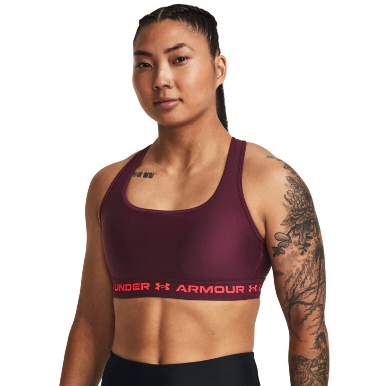 Biustonosz treningowy  Under Armour UA Crossback Mid Bra - bordowy