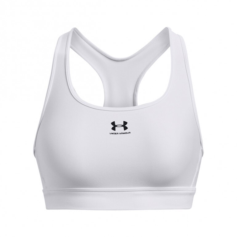 Biustonosz treningowy Under Armour UA HeatGear Mid Padless - biały 