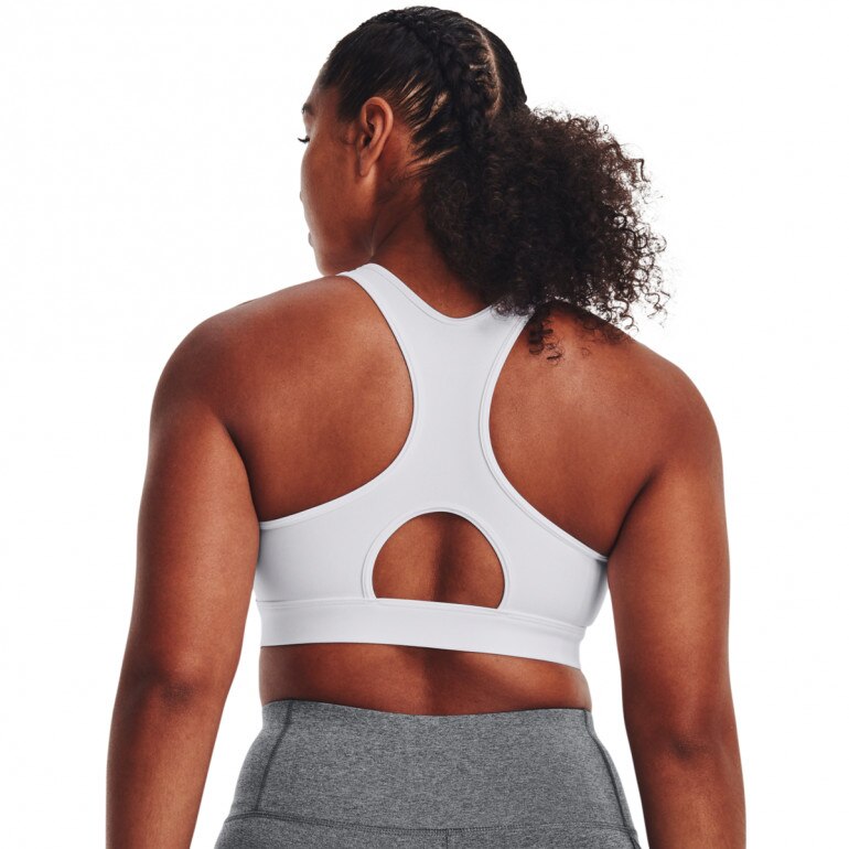 Biustonosz treningowy Under Armour UA HeatGear Mid Padless - biały 