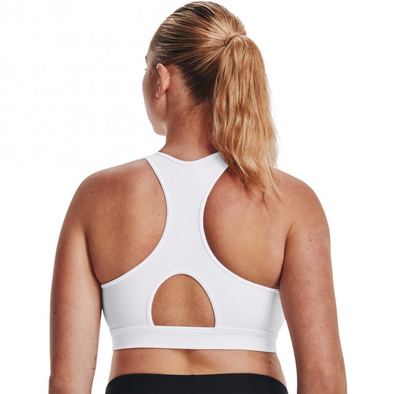 Biustonosz treningowy Under Armour UA HeatGear Mid Padless - biały 