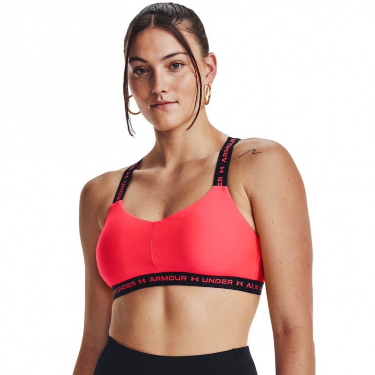 Biustonosz treningowy Under Armour UA Crossback Low - koralowy