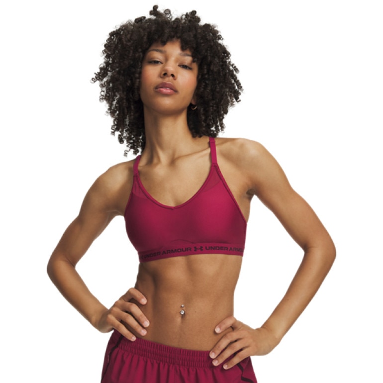 Biustonosz treningowy Under Armour UA Crossback Low Bra - burgundowy