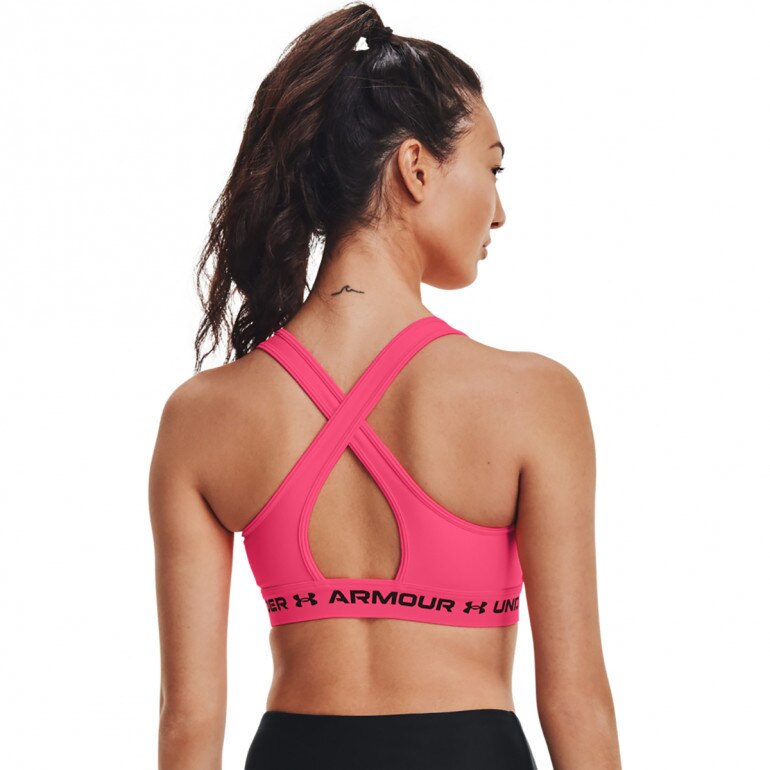 Biustonosz treningowy UNDER ARMOUR UA Crossback Mid Bra - różowy