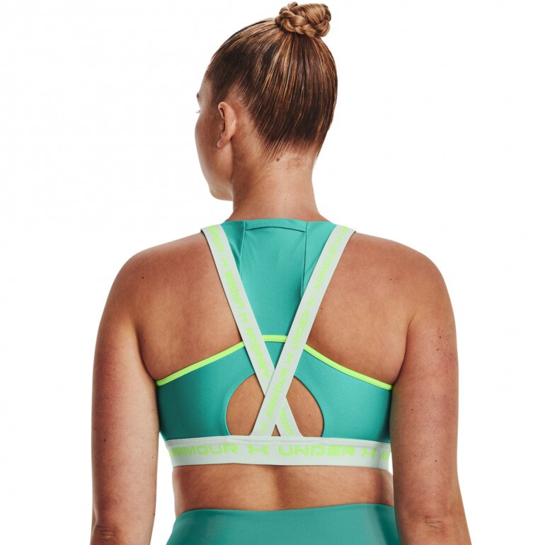 Biustonosz treningowy UNDER ARMOUR UA Crossback Mid Bra Pkt - zielony