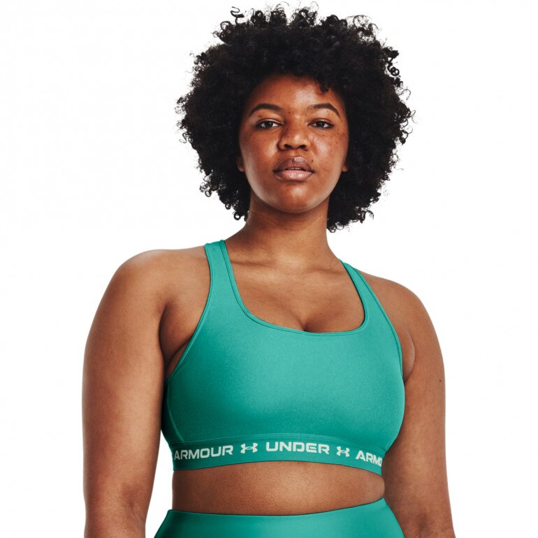 Biustonosz treningowy UNDER ARMOUR UA CROSSBACK MID HEATHER BRA - zielony