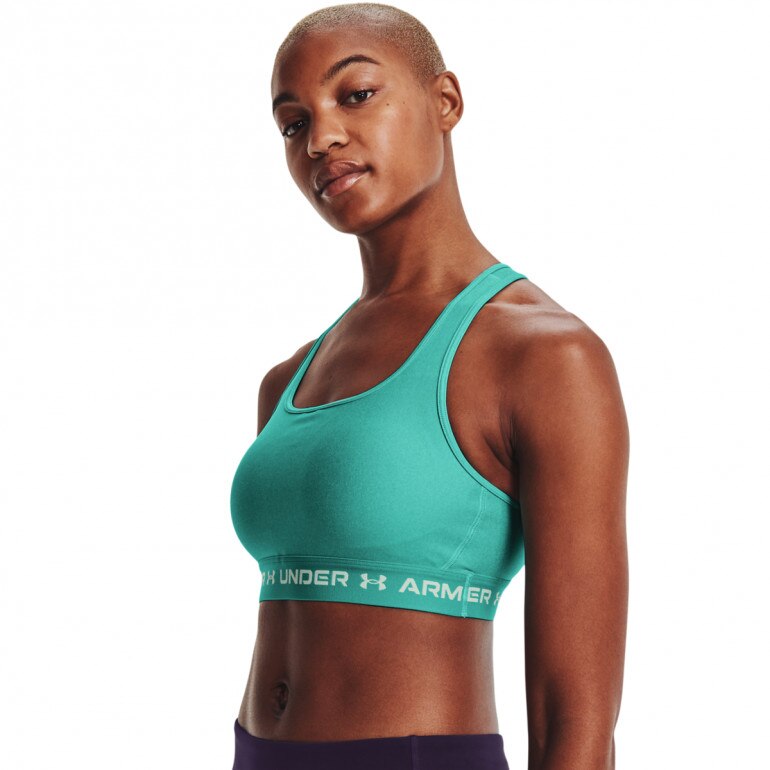 Biustonosz treningowy UNDER ARMOUR UA CROSSBACK MID HEATHER BRA - zielony