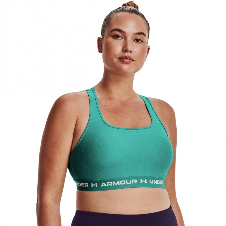 Biustonosz treningowy UNDER ARMOUR UA CROSSBACK MID HEATHER BRA - zielony