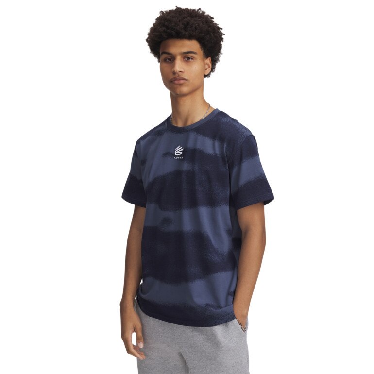 Męska koszulka do koszykówki Under Armour Curry Logo Heavyweight - granatowa
