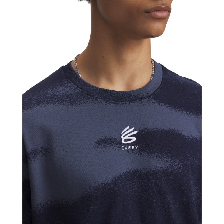 Męska koszulka do koszykówki Under Armour Curry Logo Heavyweight - granatowa