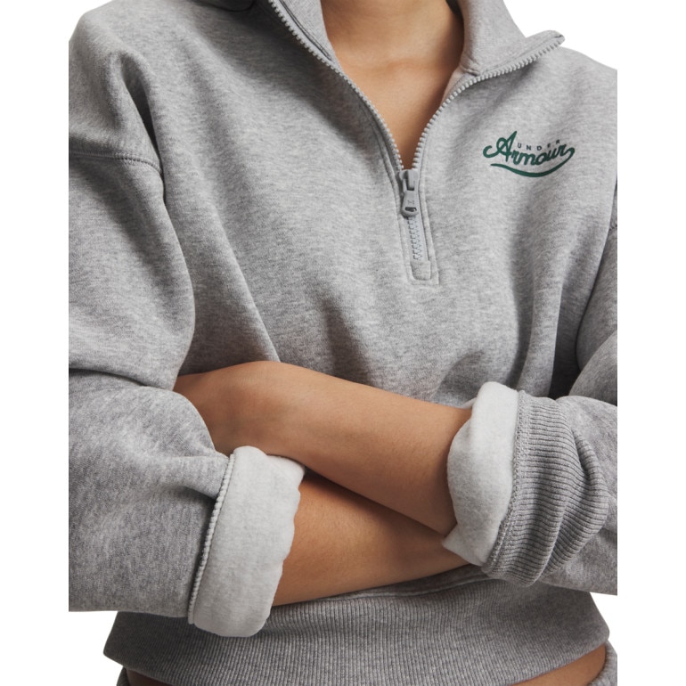 Damska bluza bez kaptura Under Armour RIVAL FLEECE VARSITY HZ - szara