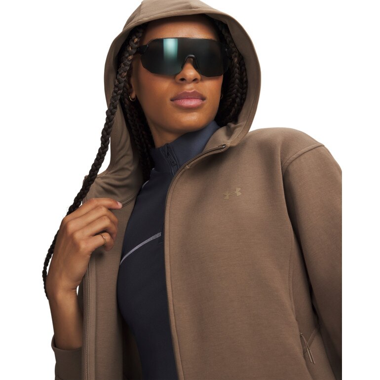 Damska bluza dresowa rozpinana Under Armour Unstoppable Fleece FZ Jkt - brązowa