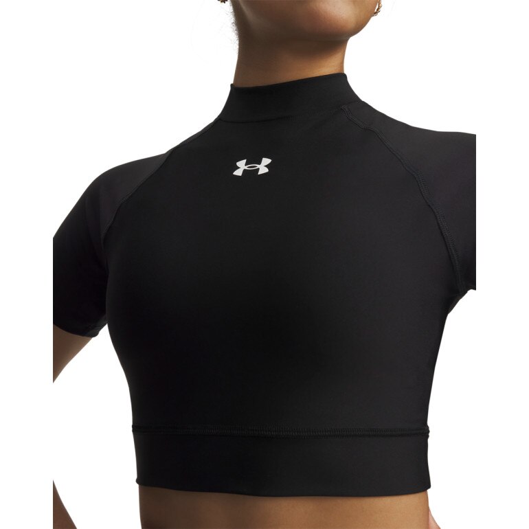 Damska koszulka treningowa Under Armour HeatGear Crop Mock SS - czarna