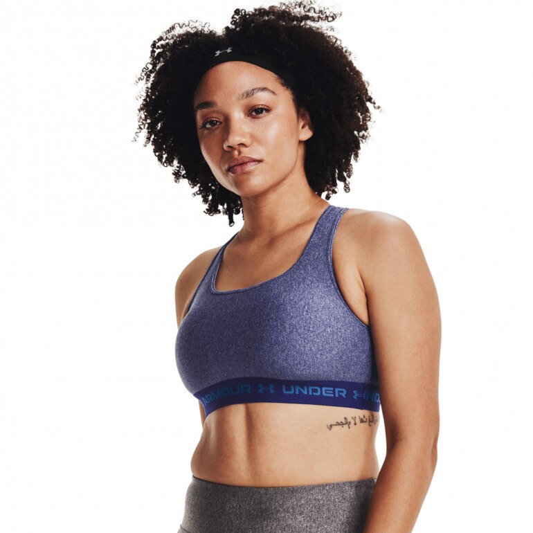 Biustonosz treningowy UNDER ARMOUR UA Crossback Mid Heather Bra - granatowy