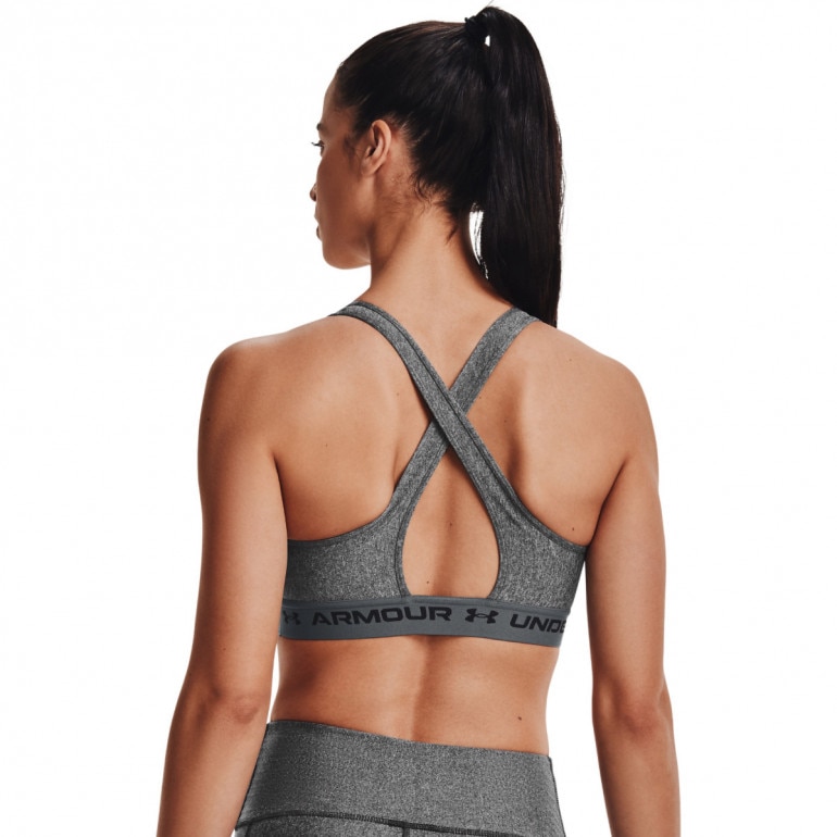 Biustonosz treningowy UNDER ARMOUR UA Crossback Mid Heather Bra - czarny