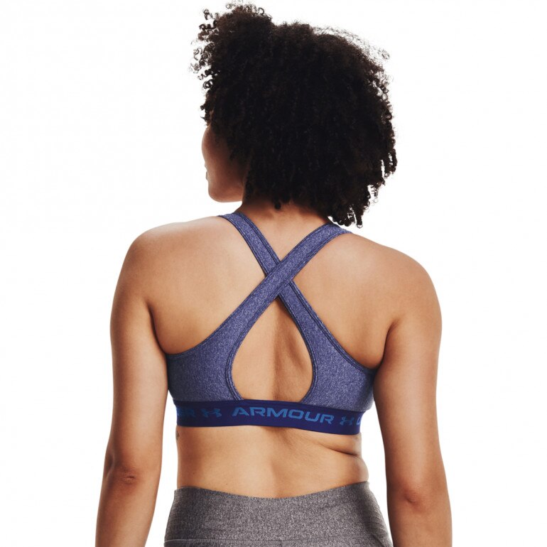 Biustonosz treningowy UNDER ARMOUR UA Crossback Mid Heather Bra - granatowy