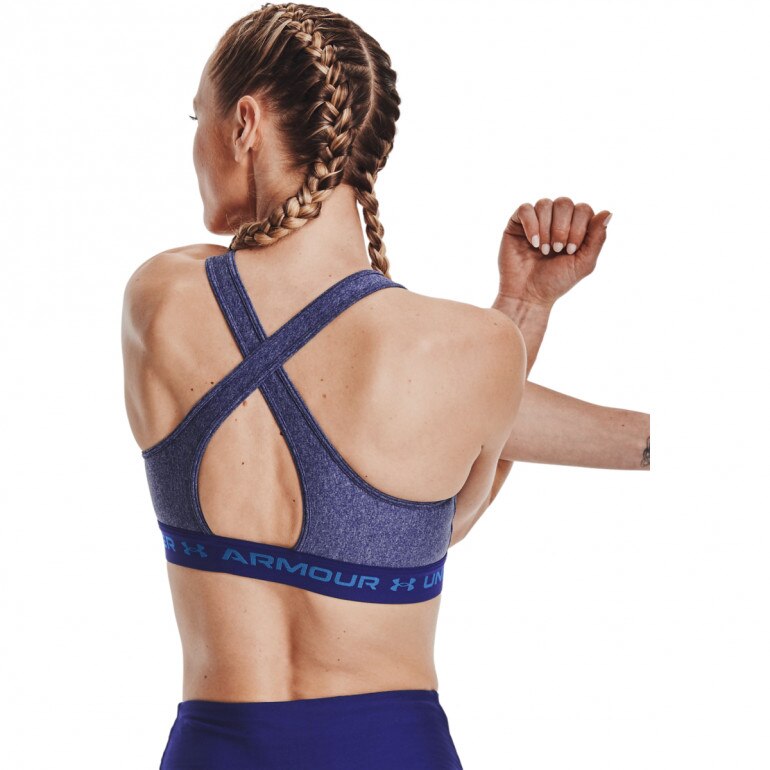 Biustonosz treningowy UNDER ARMOUR UA Crossback Mid Heather Bra - granatowy